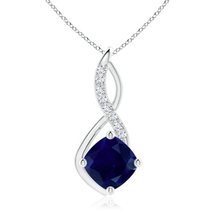 10mm AA Blue Sapphire Infinity Pendant with Diamond Accents in P950 Platinum