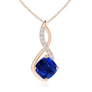 10mm AAAA Blue Sapphire Infinity Pendant with Diamond Accents in Rose Gold