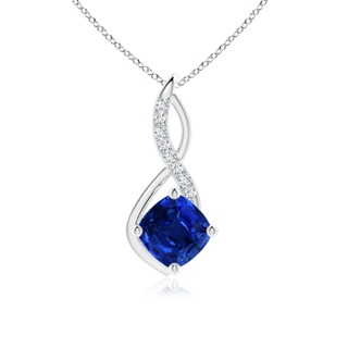 8mm AAAA Blue Sapphire Infinity Pendant with Diamond Accents in P950 Platinum