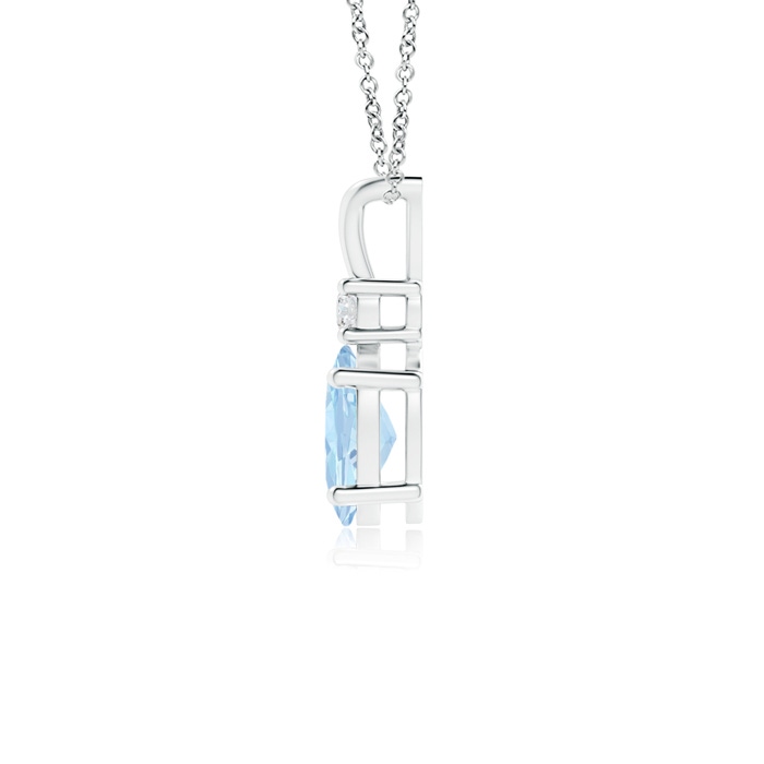 7x5mm AA V-Bale Oval Aquamarine Solitaire Pendant with Diamond in S999 Silver product image