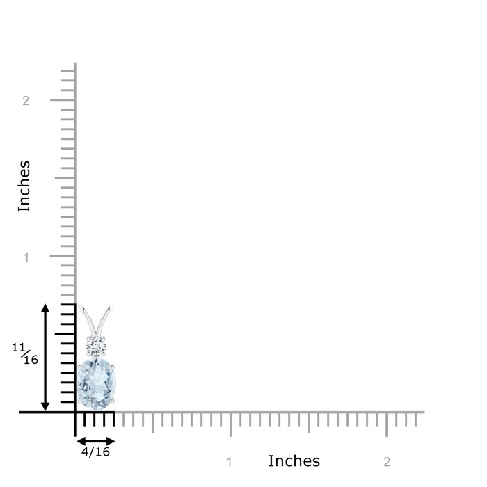 8x6mm A V-Bale Oval Aquamarine Solitaire Pendant with Diamond in White Gold product image