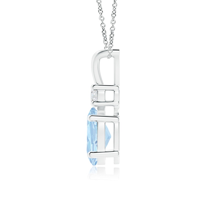 8x6mm AA V-Bale Oval Aquamarine Solitaire Pendant with Diamond in S999 Silver product image