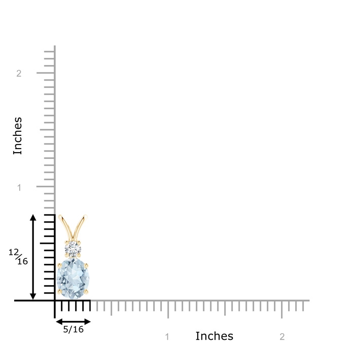 9x7mm A V-Bale Oval Aquamarine Solitaire Pendant with Diamond in Yellow Gold product image
