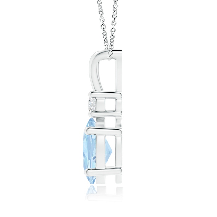 9x7mm AA V-Bale Oval Aquamarine Solitaire Pendant with Diamond in S999 Silver product image