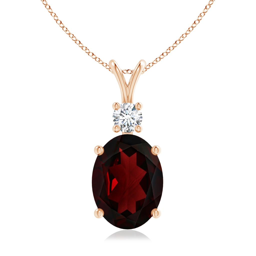 15.91x11.89x6.00mm AAA V-Bale GIA Certified Oval Garnet (Prasiolite) Pendant with Diamond in Rose Gold