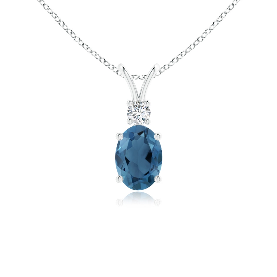 7x5mm A V-Bale Oval London Blue Topaz Solitaire Pendant with Diamond in P950 Platinum 