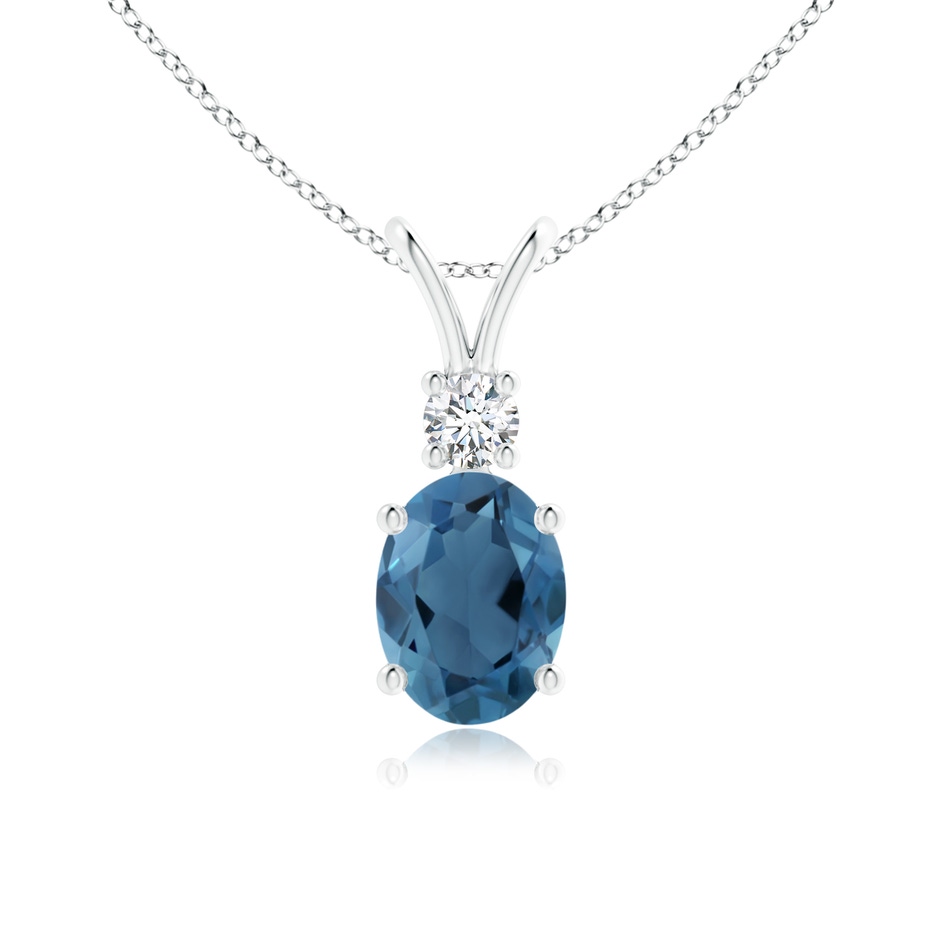 8x6mm A V-Bale Oval London Blue Topaz Solitaire Pendant with Diamond in P950 Platinum 