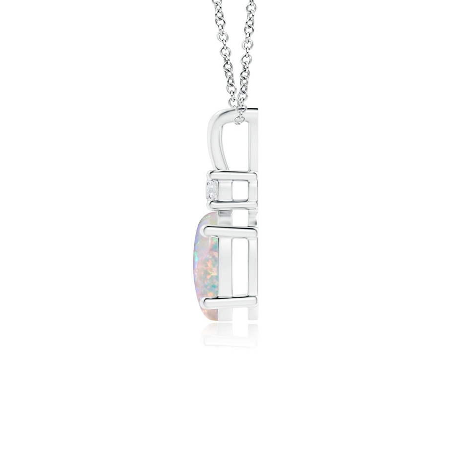 7x5mm AAAA Oval Opal V-Bale Pendant with Diamond Accent in P950 Platinum side 1