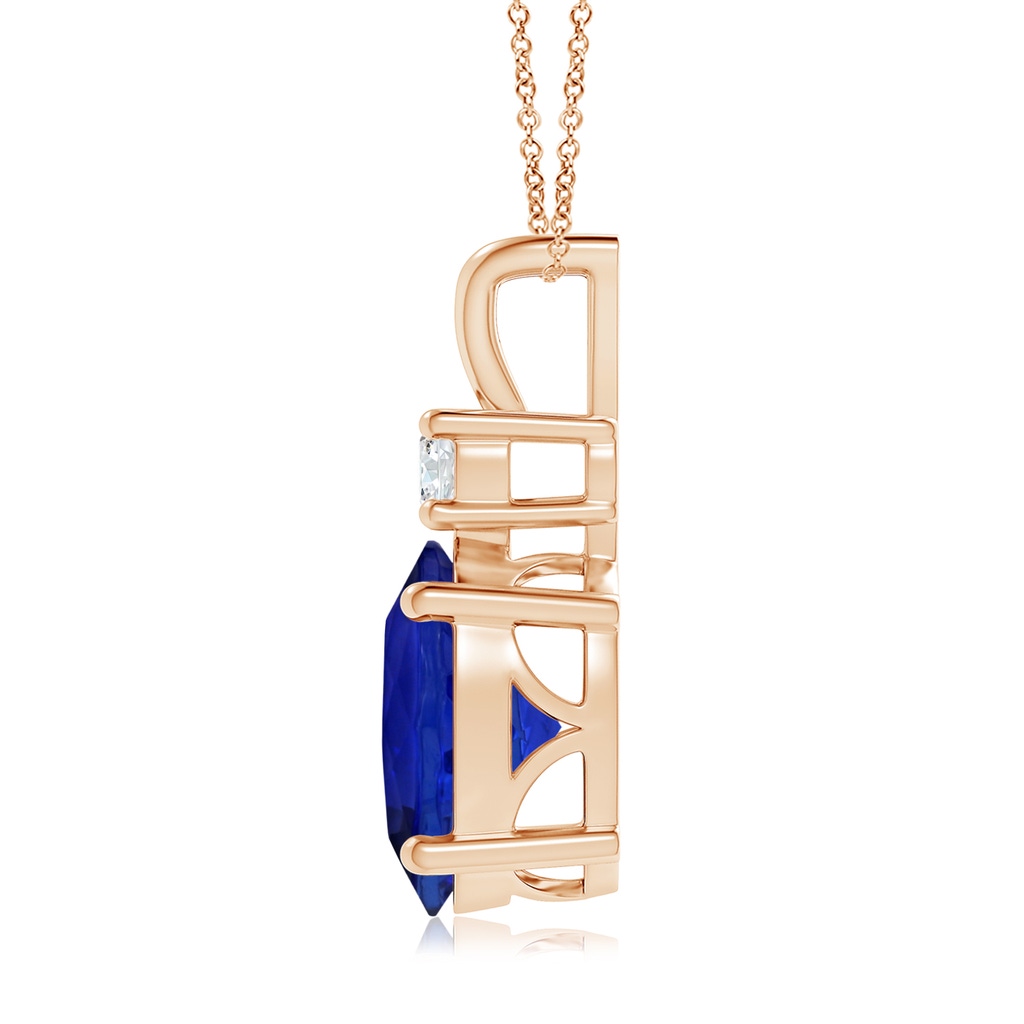 16.49x12.34x8.70mm AAAA V-Bale GIA Certified Oval Tanzanite Pendant with Diamond in Rose Gold - side 199