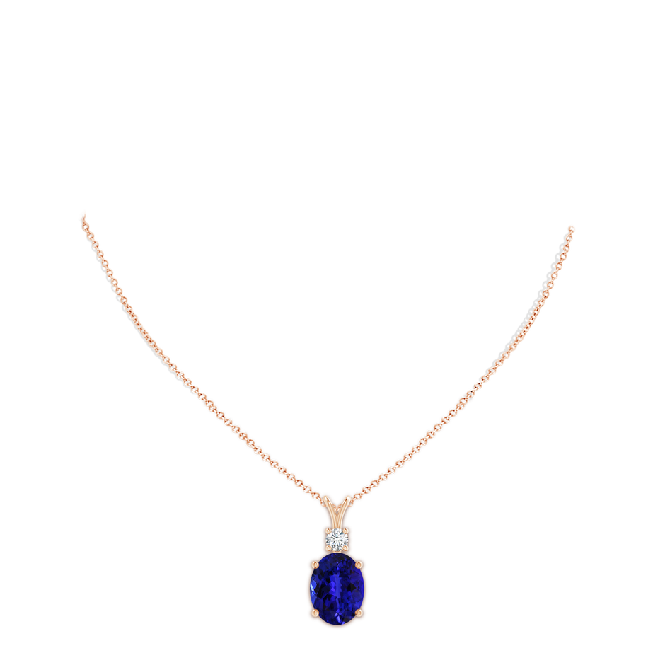 16.49x12.34x8.70mm AAAA V-Bale GIA Certified Oval Tanzanite Pendant with Diamond in Rose Gold pen