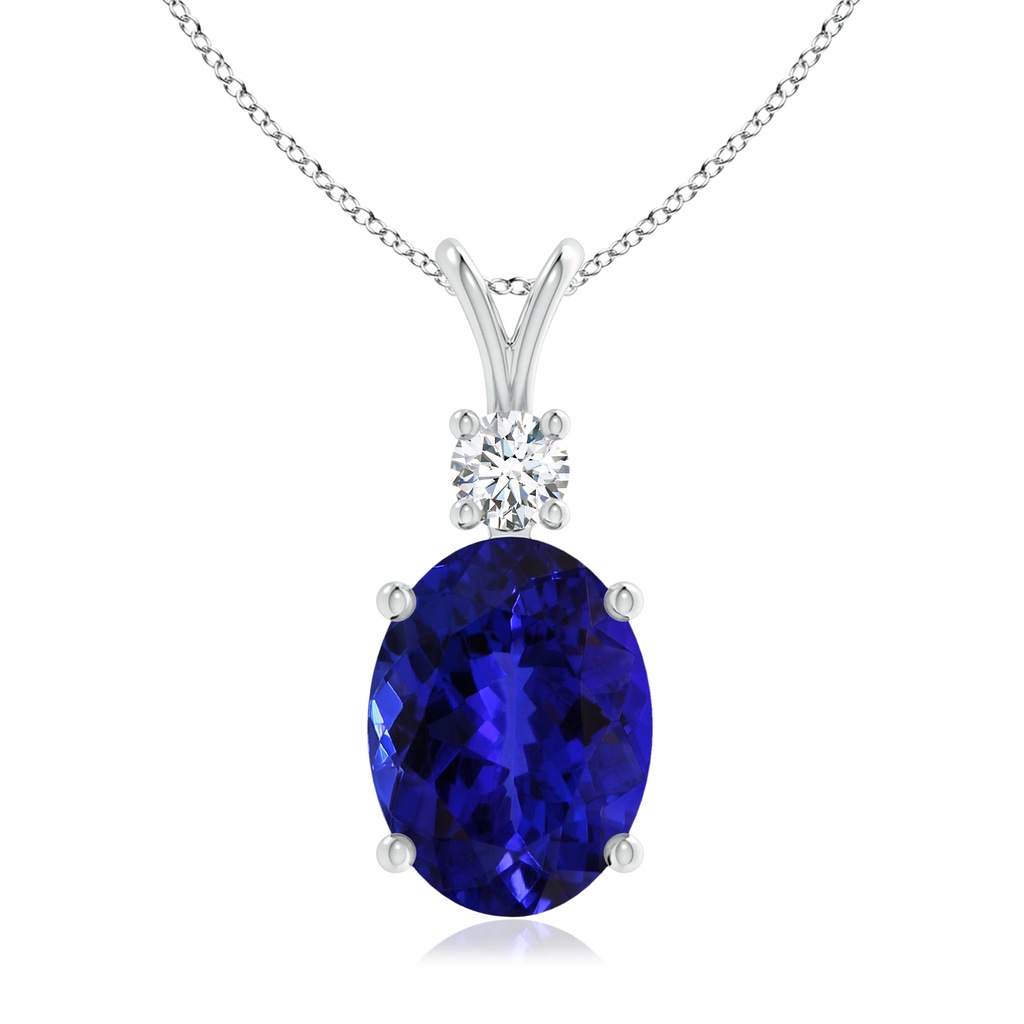 16.49x12.34x8.70mm AAAA V-Bale GIA Certified Oval Tanzanite Pendant with Diamond in White Gold