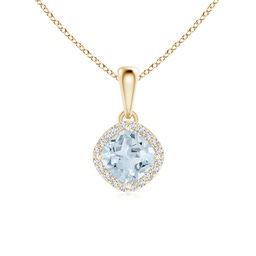 Halo Yellow Gold Aquamarine Necklaces & Pendants
