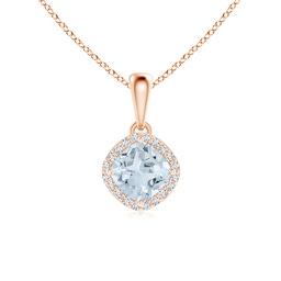 Halo Rose Gold Aquamarine Necklaces & Pendants