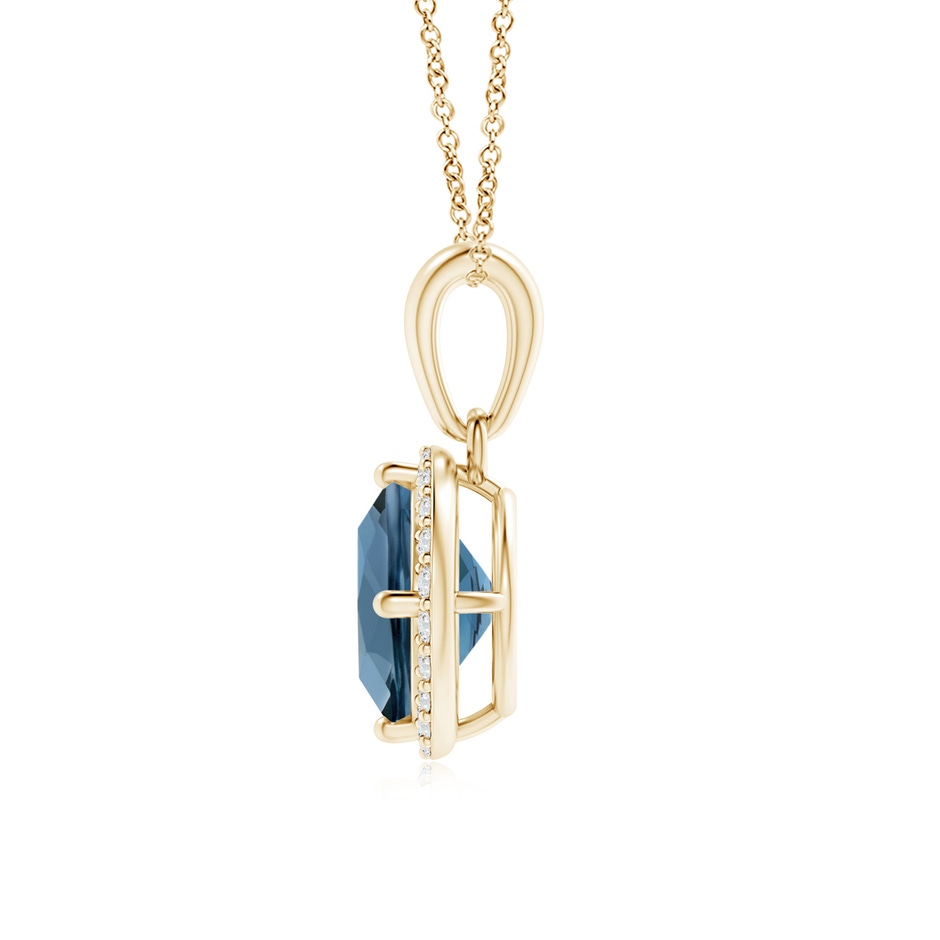 6mm A Sideways Cushion London Blue Topaz and Diamond Halo Pendant in Yellow Gold product image