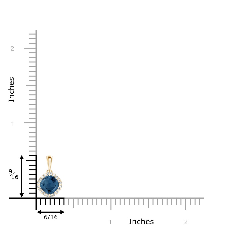 6mm A Sideways Cushion London Blue Topaz and Diamond Halo Pendant in Yellow Gold product image