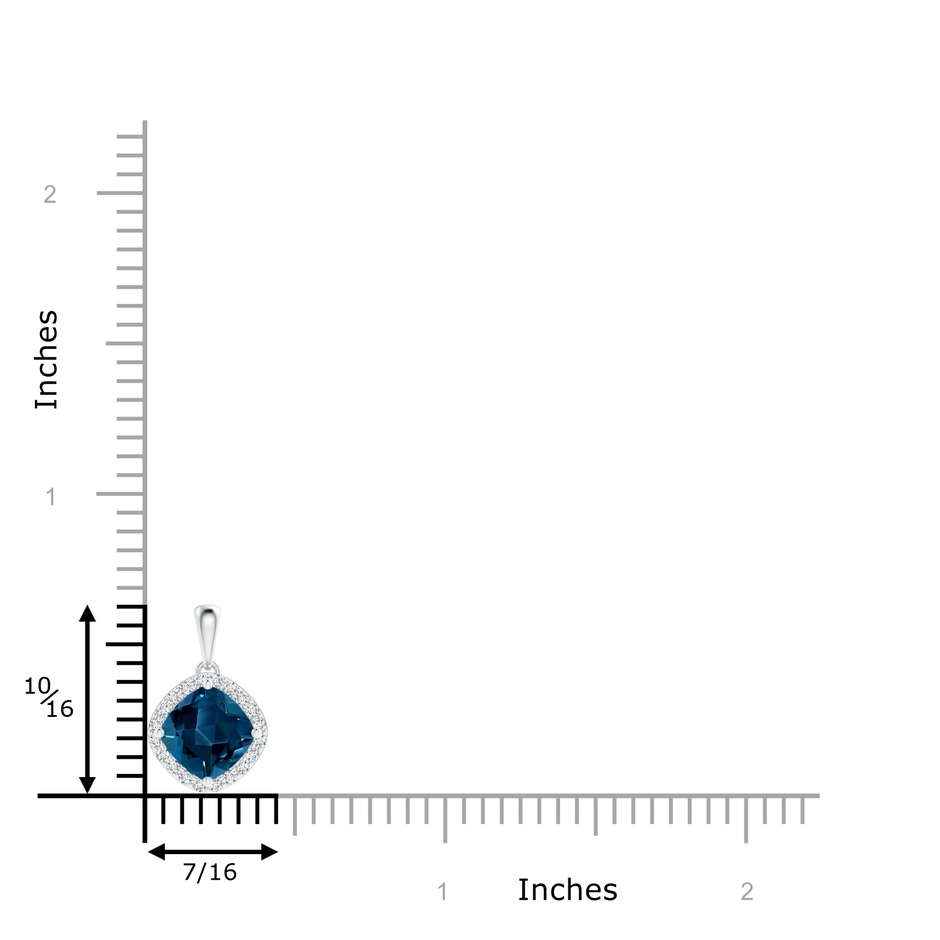 7mm AAAA Sideways Cushion London Blue Topaz and Diamond Halo Pendant in White Gold product image