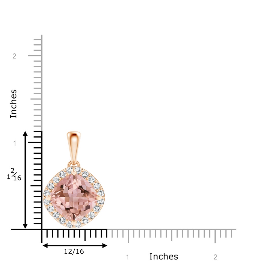 12mm AAAA Sideways Cushion Morganite and Diamond Halo Pendant in 18K Rose Gold product image