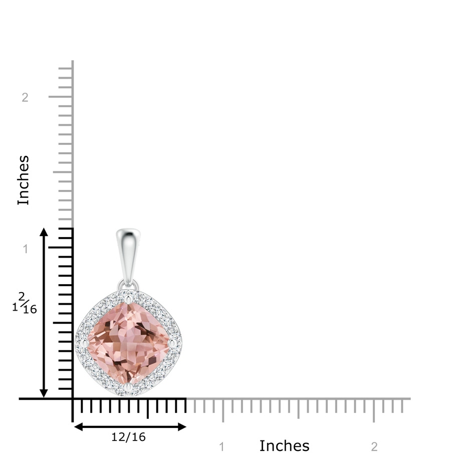 12mm AAAA Sideways Cushion Morganite and Diamond Halo Pendant in White Gold product image