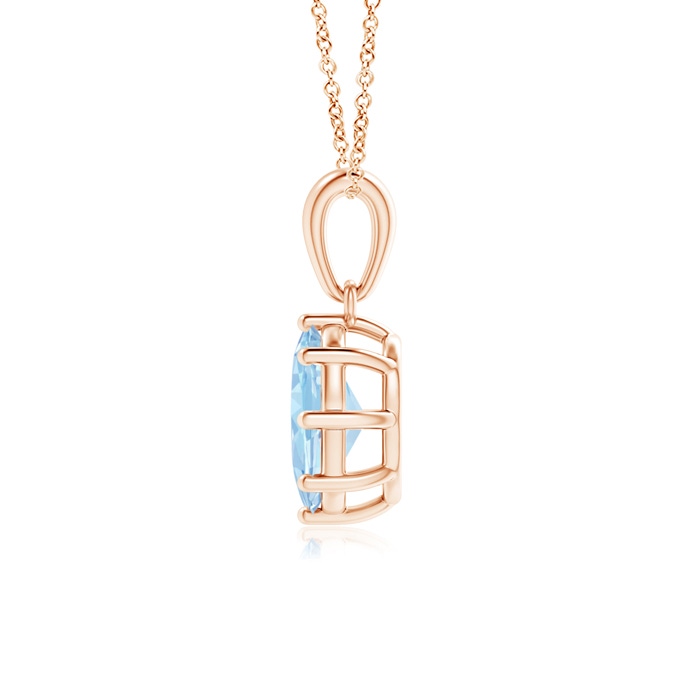 7x5mm AAA Eight Prong-Set Oval Aquamarine Pendant in Rose Gold product image