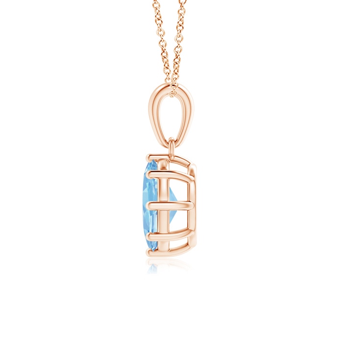 7x5mm AAAA Eight Prong-Set Oval Aquamarine Pendant in Rose Gold Product Image