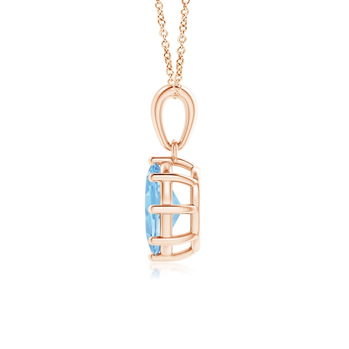 7x5mm AAAA Eight Prong-Set Oval Aquamarine Pendant in Rose Gold product image