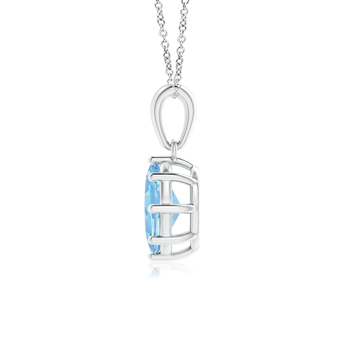 7x5mm AAAA Eight Prong-Set Oval Aquamarine Pendant in S999 Silver product image