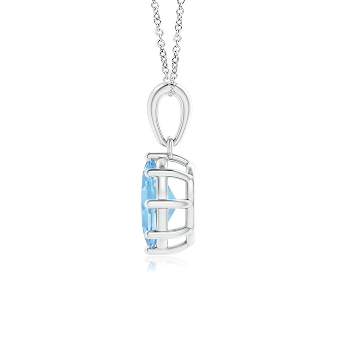 7x5mm AAAA Eight Prong-Set Oval Aquamarine Pendant in White Gold product image