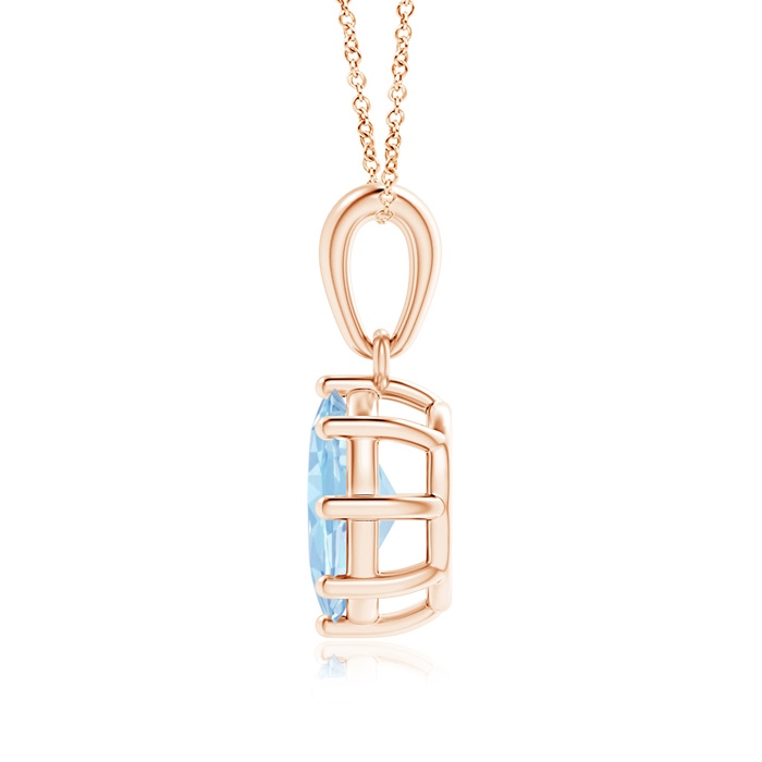 8x6mm AAA Eight Prong-Set Oval Aquamarine Pendant in Rose Gold product image
