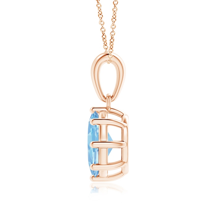 8x6mm AAAA Eight Prong-Set Oval Aquamarine Pendant in Rose Gold product image