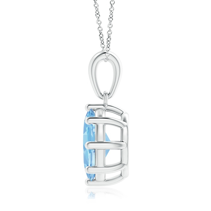 9x7mm AAAA Eight Prong-Set Oval Aquamarine Pendant in White Gold Product Image