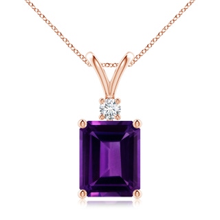 10.06x8.13x5.01mm AAA GIA Certified Emerald Cut Amethyst Solitaire Pendant in 18K Rose Gold