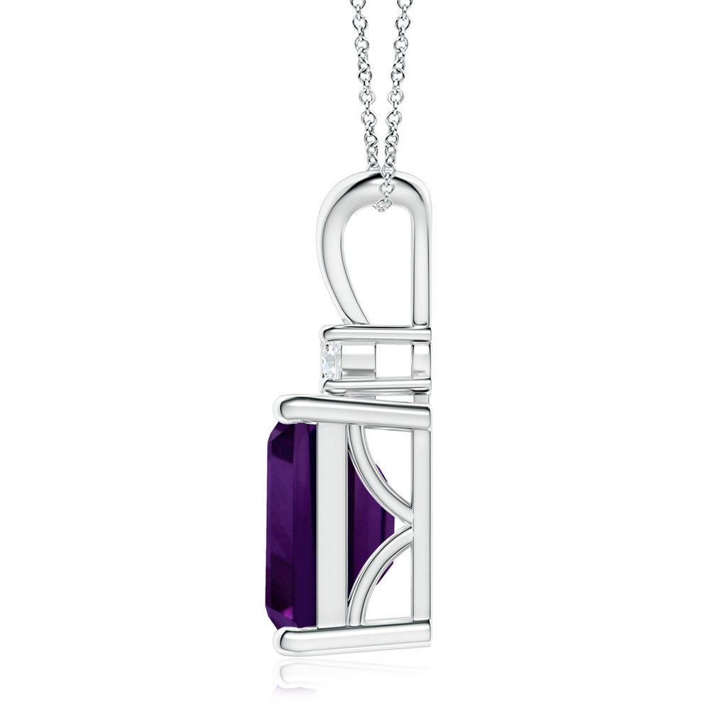 10.06x8.13x5.01mm AAA GIA Certified Emerald Cut Amethyst Solitaire Pendant in White Gold Side 199