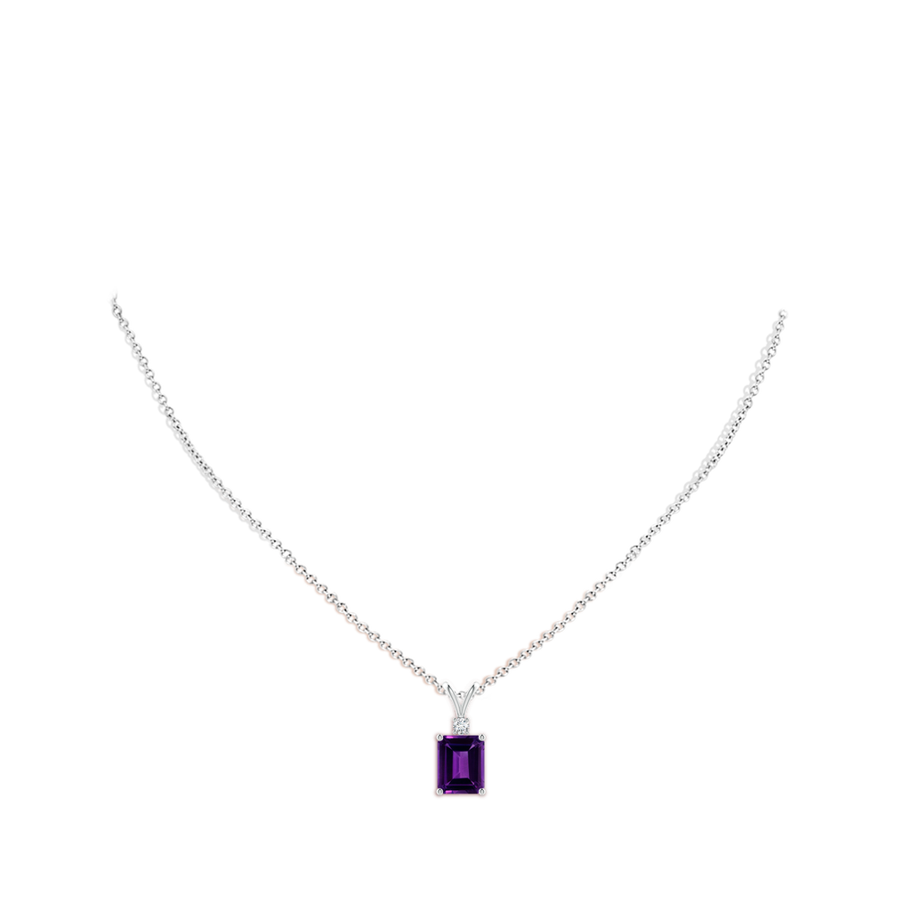 10.06x8.13x5.01mm AAA GIA Certified Emerald Cut Amethyst Solitaire Pendant in White Gold pen