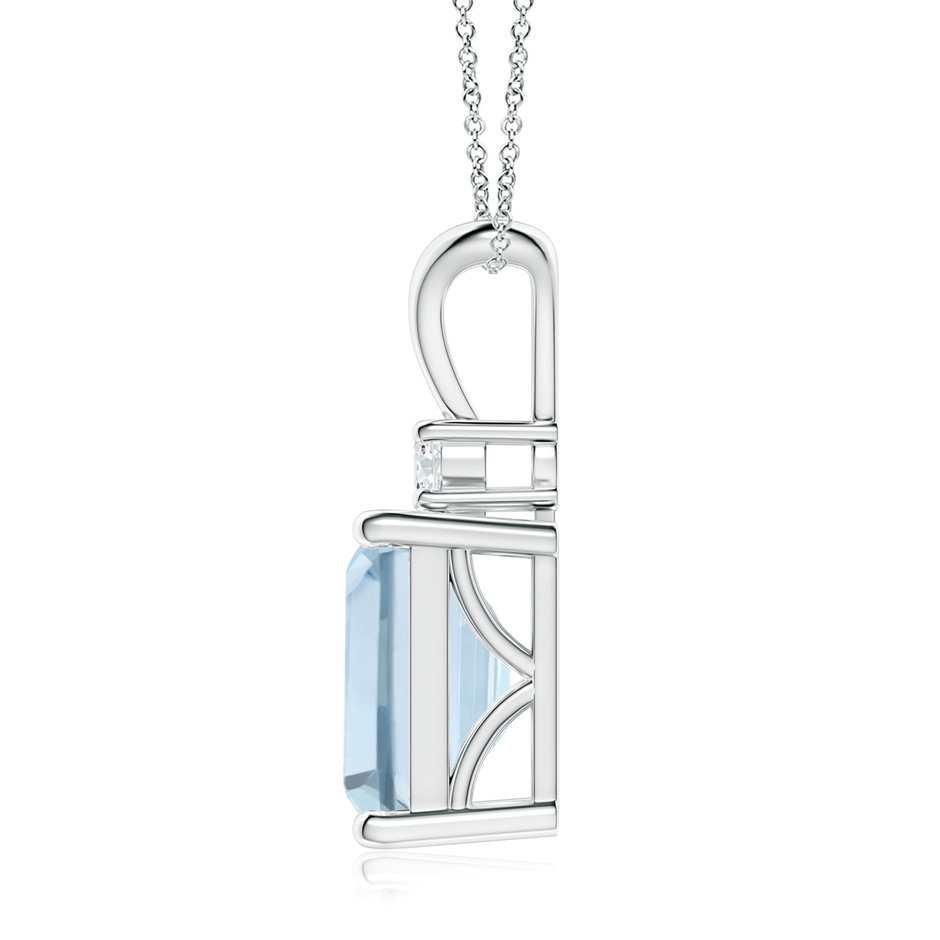 10x8mm A Emerald-Cut Aquamarine Solitaire Pendant with Diamond in S999 Silver side 199