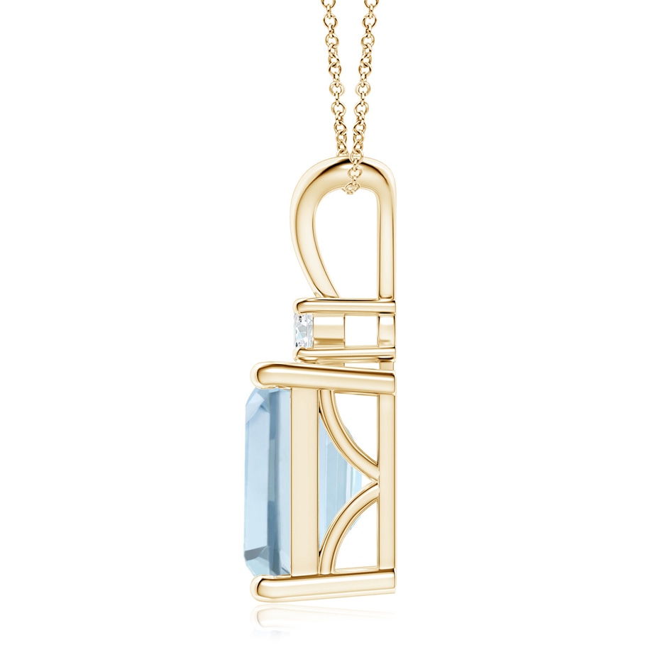 10x8mm A Emerald-Cut Aquamarine Solitaire Pendant with Diamond in Yellow Gold side 199