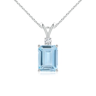 8x6mm AA Emerald-Cut Aquamarine Solitaire Pendant with Diamond in S999 Silver