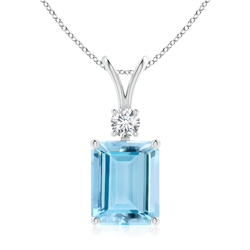 14.72x11.06x8.23mm AAAA Octagonal GIA Certified Aquamarine Solitaire Pendant in White Gold