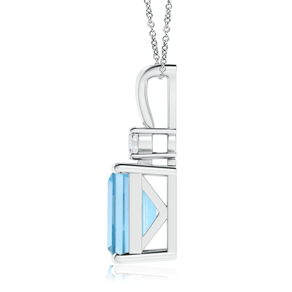 14.72x11.06x8.23mm AAAA Octagonal GIA Certified Aquamarine Solitaire Pendant in White Gold - side_1