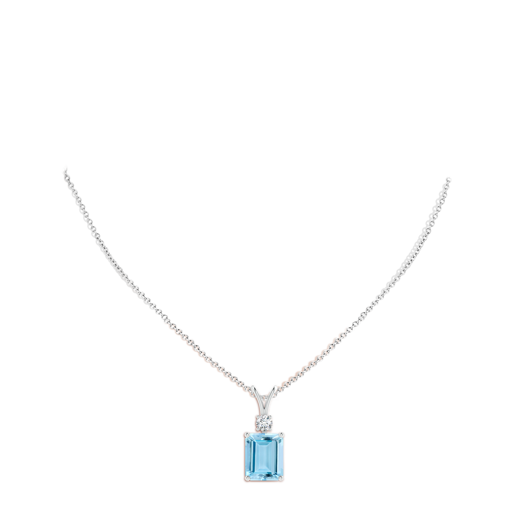 14.72x11.06x8.23mm AAAA Octagonal GIA Certified Aquamarine Solitaire Pendant in White Gold Body-Neck