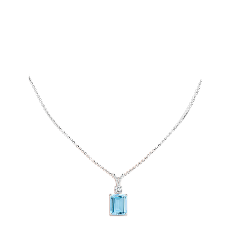 14.72x11.06x8.23mm AAAA Octagonal GIA Certified Aquamarine Solitaire Pendant in White Gold body-neck