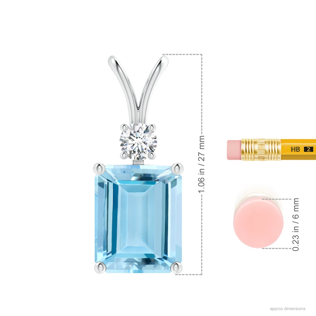 14.72x11.06x8.23mm AAAA Octagonal GIA Certified Aquamarine Solitaire Pendant in White Gold Ruler