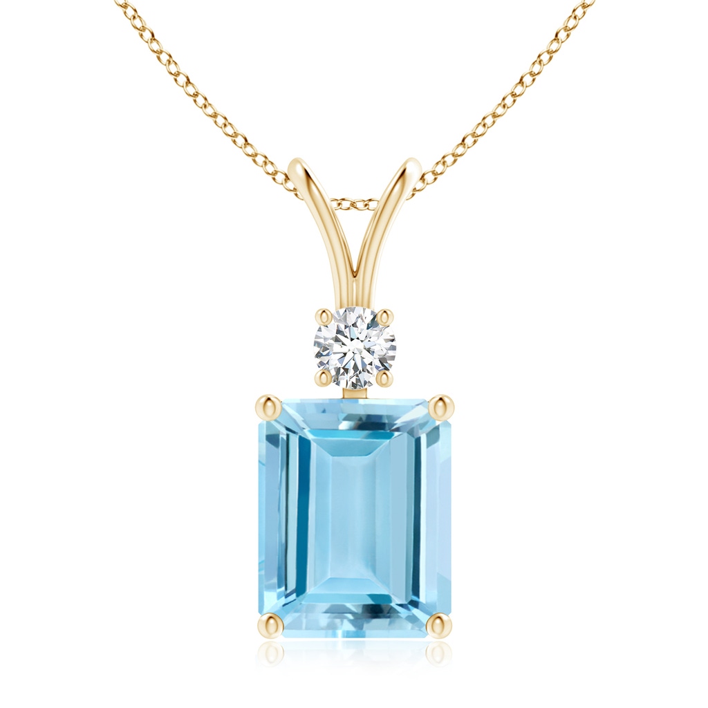 14.72x11.06x8.23mm AAAA Octagonal GIA Certified Aquamarine Solitaire Pendant in Yellow Gold