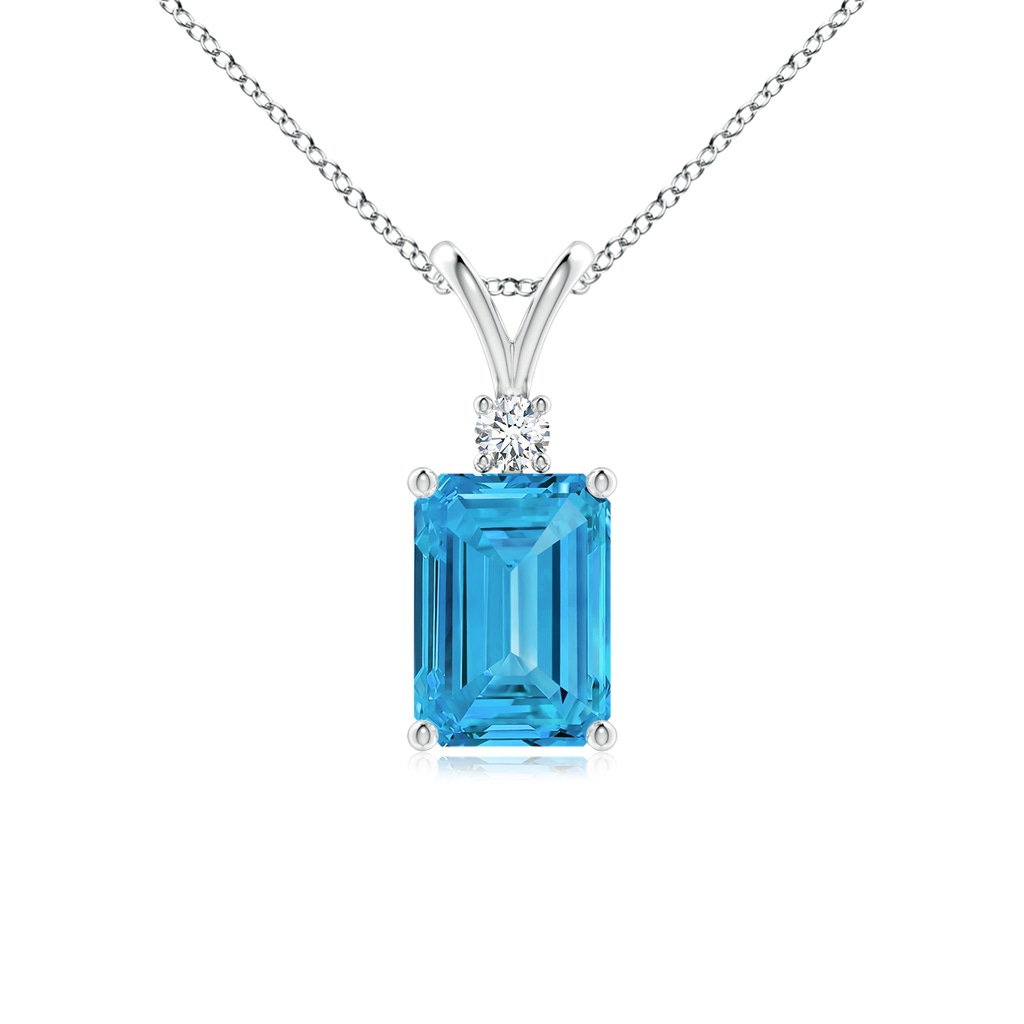 7x5mm AAAA Emerald-Cut Fancy Intense Blue Diamond Solitaire Pendant in P950 Platinum