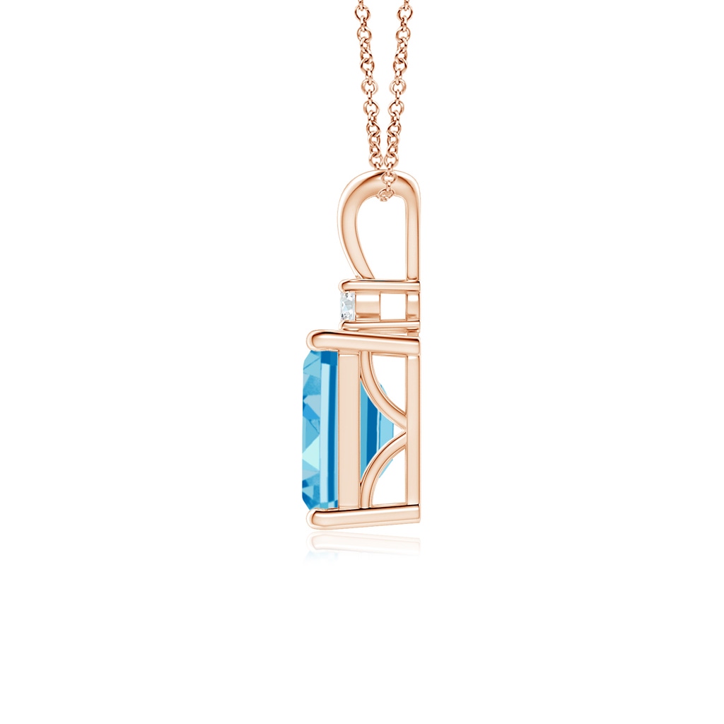 7x5mm AAAA Emerald-Cut Fancy Intense Blue Diamond Solitaire Pendant in Rose Gold - side 199