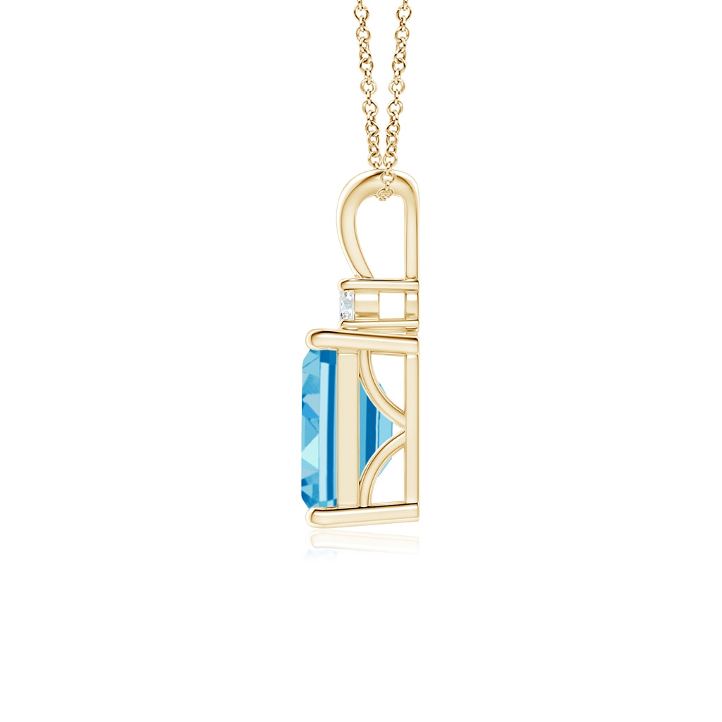 7x5mm AAAA Emerald-Cut Fancy Intense Blue Diamond Solitaire Pendant in Yellow Gold - side 199