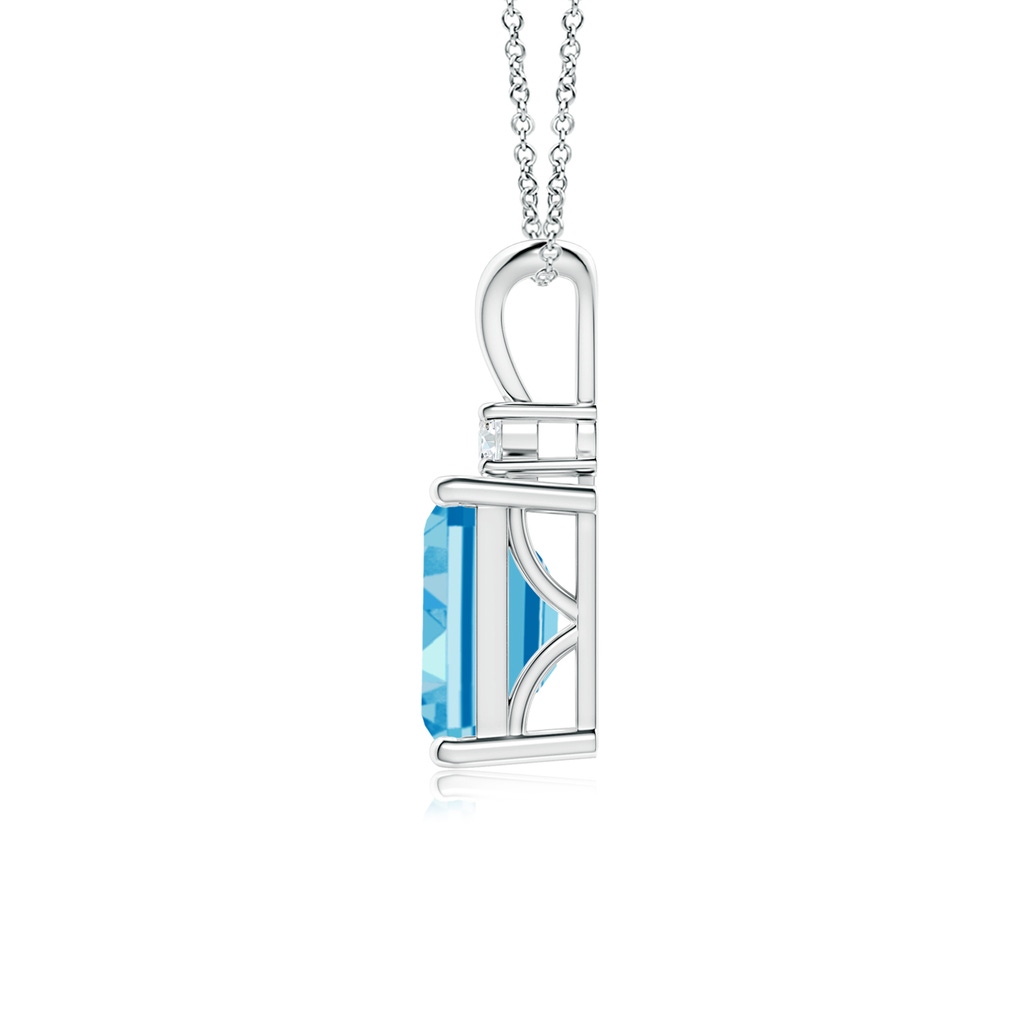 8x6mm AAAA Emerald-Cut Fancy Intense Blue Diamond Solitaire Pendant in White Gold - side 199