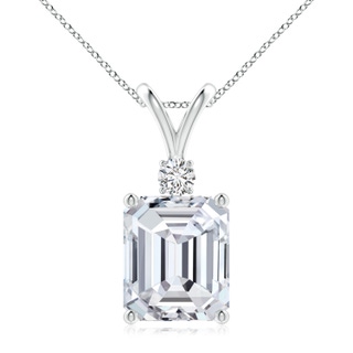 10x8.5mm HSI2 Emerald-Cut Diamond Solitaire Pendant with Diamond Accent in P950 Platinum