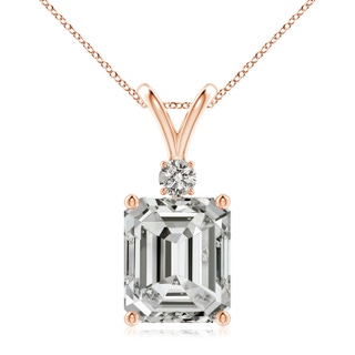 10x8.5mm KI3 Emerald-Cut Diamond Solitaire Pendant with Diamond Accent in Rose Gold