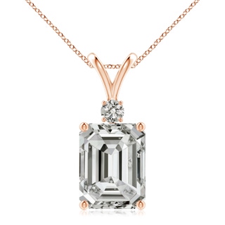 11x8.5mm KI3 Emerald-Cut Diamond Solitaire Pendant with Diamond Accent in Rose Gold