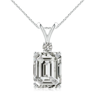 11x8.5mm KI3 Emerald-Cut Diamond Solitaire Pendant with Diamond Accent in S999 Silver